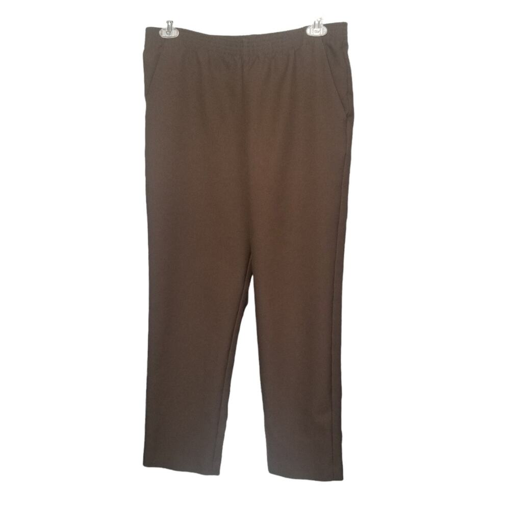 Donnkenny 12 Petite Pants Slacks Brown Vintage Pull On Pockets Polyester Grandma
